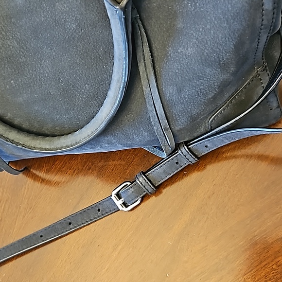 Rebecca Minkoff Gray Soft Suede Fringe Handbag w/ Crossbody Shoulder Strap - Picture 15 of 16